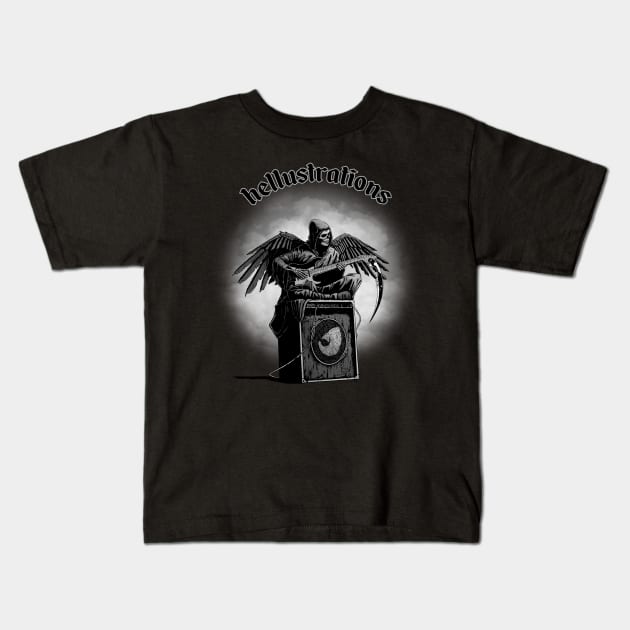 The Grim Guitarist Kids T-Shirt by Hellustrations